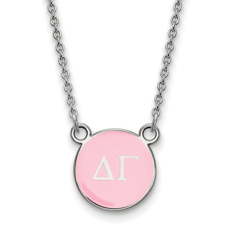 Solid 925 Sterling Silver Official Enamel Delta Gamma Small Enl Pend Pendant Necklace Charm Chain - with Secure Lobster Lock Clasp 18