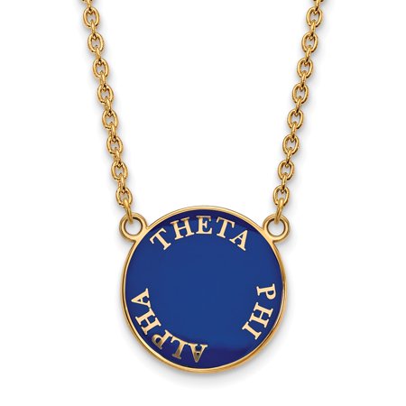 925 Sterling Silver Enamel Gold-Plated Official Theta Phi Alpha Large Enl Pend Pendant Necklace Charm Chain - with Secure Lobster Lock Clasp 18  (Widt