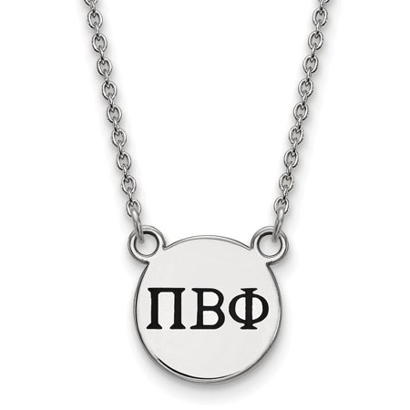 Solid 925 Sterling Silver Official Enamel Pi Beta Phi Small Enl Pend Pendant Necklace Charm Chain - with Secure Lobster Lock Clasp 18  (Width = 12mm )