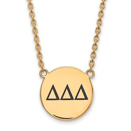 925 Sterling Silver Enamel Gold-Plated Official Delta Delta Delta Large Enl Pend Pendant Necklace Charm Chain - with Secure Lobster Lock Clasp 18  (Wi