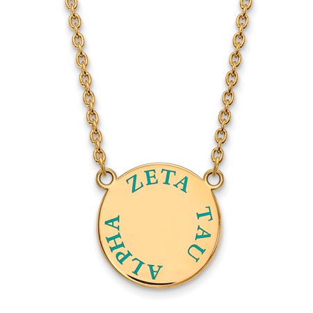 925 Sterling Silver Enamel Gold-Plated Official Zeta Tau Alpha Large Enl Pend Pendant Necklace Charm Chain - with Secure Lobster Lock Clasp 18  (Width