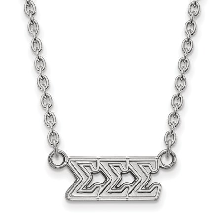 Sterling S. Rh-plated LogoArt Sigma Sigma Sigma Medium Pend with Necklace; 18 Inch; for Adults and Teens; for Women and Men