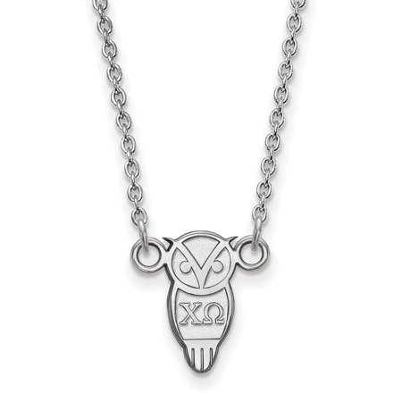 925 Sterling Silver Rh-plated LogoArt Chi Omega XS Pend with Necklace; 18 Inch; for Adults and Teens; for Women and Men