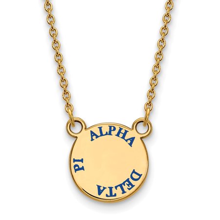 925 Sterling Silver Enamel Gold-Plated Official Alpha Delta Pi Small Enl Pend Pendant Necklace Charm Chain - with Secure Lobster Lock Clasp 18