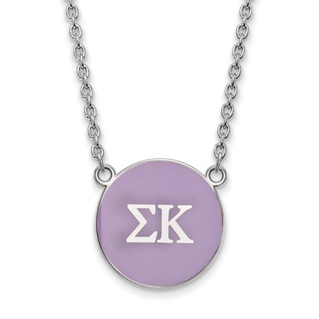 925 Sterling Silver Rh-plated LogoArt Sigma Kappa Large Enl Pend with Necklace; for Adults and Teens; for Women and Men