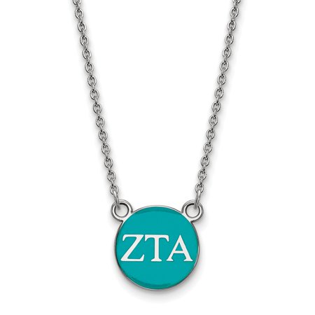 925 Sterling Silver Rh-plated LogoArt Zeta Tau Alpha Sm Enl Pend with Necklace; for Adults and Teens; for Women and Men
