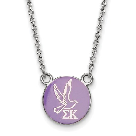 925 Sterling Silver Rh-plated LogoArt Sigma Kappa Sm Enl Pend with Necklace; 18 Inch; for Adults and Teens; for Women and Men
