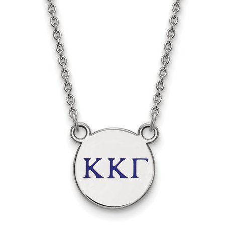 925 Sterling Silver Official Enamel Kappa Kappa Gamma Small Enl Pend Pendant Necklace Charm Chain - with Secure Lobster Lock Clasp 18