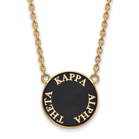 925 Sterling Silver Enamel Gold-Plated Official Kappa Alpha Theta Large Enl Pend Pendant Necklace Charm Chain - with Secure Lobster Lock Clasp 18  (Wi