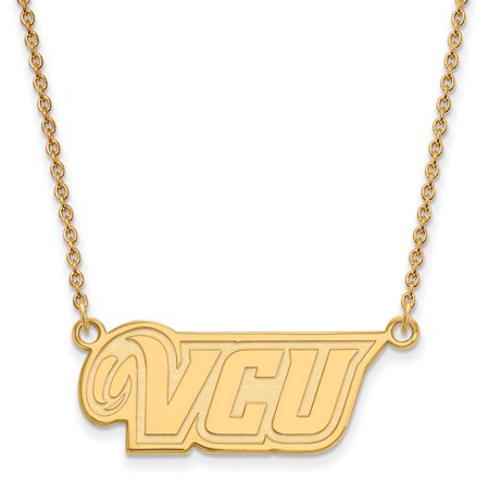 925 Sterling Silver Yellow Gold-Plated Official Virginia Commonwealth U Small Pend Pendant Necklace Charm Chain - with Secure Lobster Lock Clasp 18