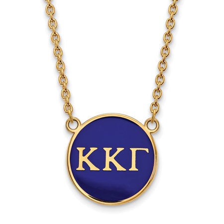 925 Sterling Silver Enamel Gold-Plated Official Kappa Kappa Gamma Large Enl Pend Pendant Necklace Charm Chain - with Secure Lobster Lock Clasp 18