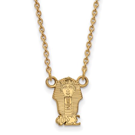 925 Sterling Silver Yellow Gold-Plated Official Phi Sigma Sigma Extra Small Tiny Pend Pendant Necklace Charm Chain 18  (Width = 8mm )