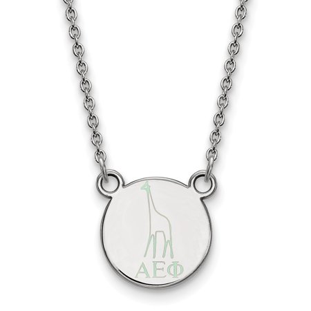 Solid 925 Sterling Silver Official Enamel Alpha Epsilon Phi Extra Small Tiny Enl Pend Pendant Necklace Charm Chain - with Secure Lobster Lock Clasp 18