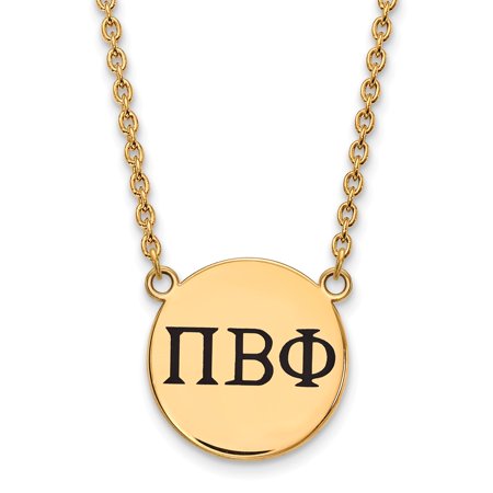 925 Sterling Silver Enamel Gold-Plated Official Pi Beta Phi Large Enl Pend Pendant Necklace Charm Chain - with Secure Lobster Lock Clasp 18  (Width = 