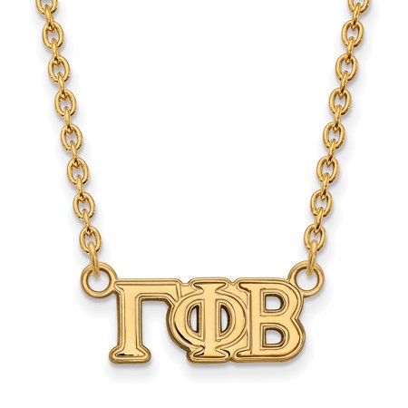 925 Sterling Silver Yellow Gold-Plated Official Gamma Phi Beta Small Pend Pendant Necklace Charm Chain - with Secure Lobster Lock Clasp 18