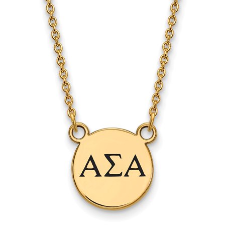 925 Sterling Silver Enamel Gold-Plated Official Alpha Sigma Alpha Small Enl Pend Pendant Necklace Charm Chain - with Secure Lobster Lock Clasp 18  (Wi