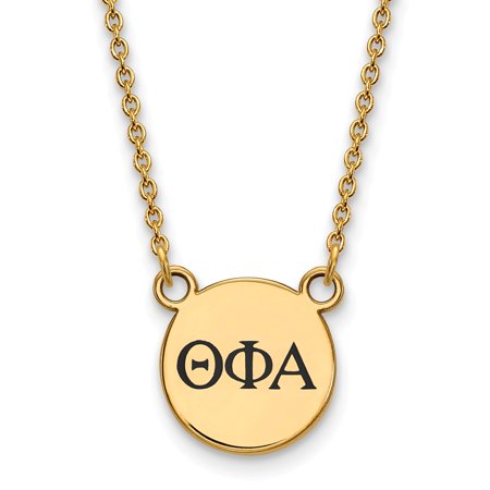 925 Sterling Silver Enamel Gold-Plated Official Theta Phi Alpha Small Enl Pend Pendant Necklace Charm Chain - with Secure Lobster Lock Clasp 18  (Widt