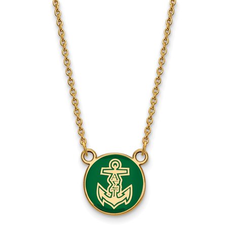 925 Sterling Silver Enamel Gold-Plated Official Alpha Sigma Tau Small Enl Pend Pendant Necklace Charm Chain - with Secure Lobster Lock Clasp 18  (Widt