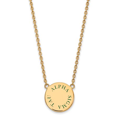 925 Sterling Silver Enamel Gold-Plated Official Alpha Sigma Tau Large Enl Pend Pendant Necklace Charm Chain - with Secure Lobster Lock Clasp 18  (Widt