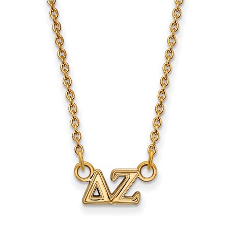 925 Sterling Silver Yellow Gold-Plated Official Delta Zeta Extra Small Tiny Pend Pendant Necklace Charm Chain - with Secure Lobster Lock Clasp 18  (Wi