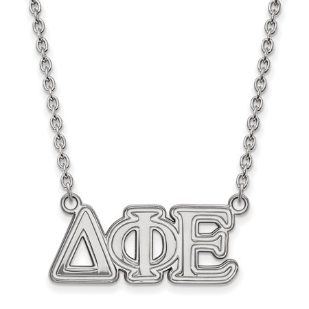 Sterling S. Rh-plated LogoArt Delta Phi Epsilon Medium Pend with Necklace; 18 Inch; for Adults and Teens; for Women and Men