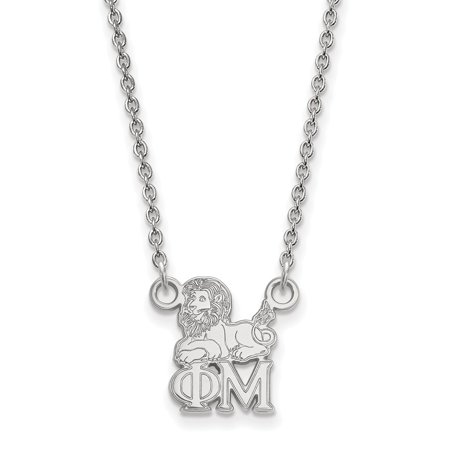 Solid 925 Sterling Silver Official Phi Mu Extra Small Tiny Pend Pendant Necklace Charm Chain - with Secure Lobster Lock Clasp 18  (Width = 9mm )