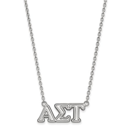 925 Sterling Silver Rh-plated LogoArt Alpha Sigma Tau Medium Pend with Necklace; for Adults and Teens; for Women and Men