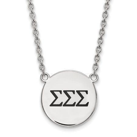 925 Sterling Silver Official Enamel Sigma Sigma Sigma Large Enl Pend Pendant Necklace Charm Chain - with Secure Lobster Lock Clasp 18  (Width = 19mm )