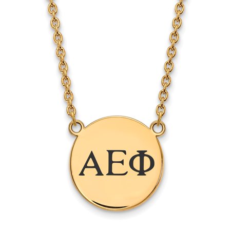 925 Sterling Silver Enamel Gold-Plated Official Alpha Epsilon Phi Small Enl Pend Pendant Necklace Charm Chain - with Secure Lobster Lock Clasp 18  (Wi