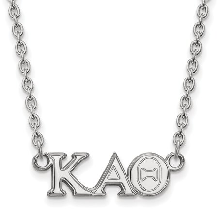 Sterling S. Rh-plated LogoArt Kappa Alpha Theta Medium Pend with Necklace; 18 Inch; for Adults and Teens; for Women and Men