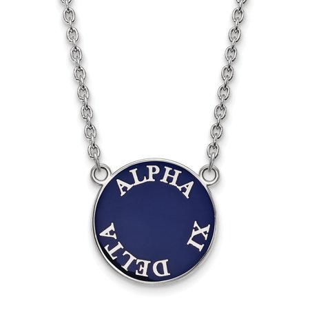 925 Sterling Silver Official Enamel Alpha Xi Delta Large Enl Pend Pendant Necklace Charm Chain - with Secure Lobster Lock Clasp 18  (Width = 19mm )