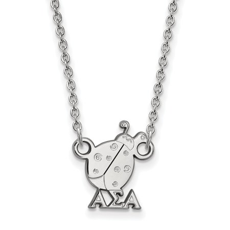 925 Sterling Silver Rh-plated LogoArt Alpha Sigma Alpha XS Pend with Necklace; for Adults and Teens; for Women and Men