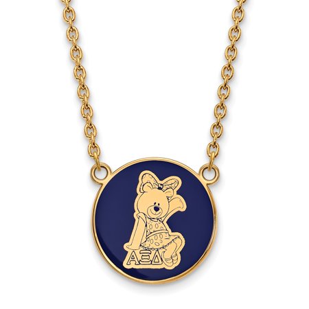 925 Sterling Silver Enamel Gold-Plated Official Alpha Xi Delta Large Enl Pend Pendant Necklace Charm Chain - with Secure Lobster Lock Clasp 18  (Width