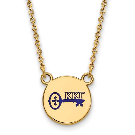 925 Sterling Silver Enamel Gold-Plated Official Kappa Kappa Gamma Small Enl Pend Pendant Necklace Charm Chain - with Secure Lobster Lock Clasp 18