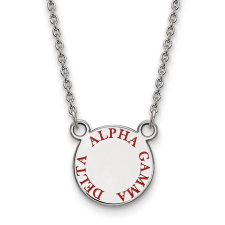 Solid 925 Sterling Silver Official Enamel Alpha Gamma Delta Extra Small Tiny Enl Pend Pendant Necklace Charm Chain - with Secure Lobster Lock Clasp 18
