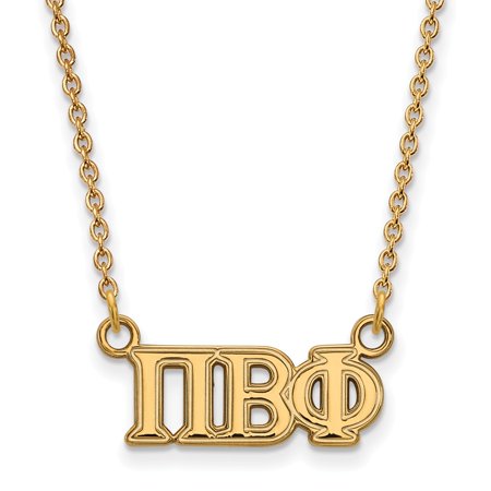 925 Sterling Silver Yellow Gold-Plated Official Pi Beta Phi Medium Pend Pendant Necklace Charm Chain - with Secure Lobster Lock Clasp 18  (Width = 18m