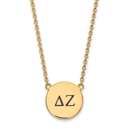 925 Sterling Silver Enamel Gold-Plated Official Delta Zeta Large Enl Pend Pendant Necklace Charm Chain - with Secure Lobster Lock Clasp 18  (Width = 1