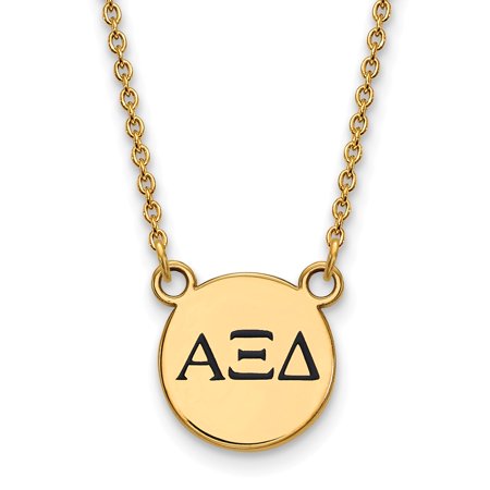 925 Sterling Silver Enamel Gold-Plated Official Alpha Xi Delta Small Enl Pend Pendant Necklace Charm Chain - with Secure Lobster Lock Clasp 18  (Width