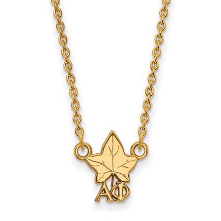 925 Sterling Silver Yellow Gold-Plated Official Alpha Phi Extra Small Tiny Pend Pendant Necklace Charm Chain - with Secure Lobster Lock Clasp 18  (Wid