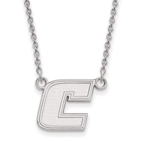 Solid 14k White Gold Official the U of Tennessee at Chattanooga Small Pend Pendant Necklace Charm Chain - with Secure Lobster Lock Clasp 18  (Width = 