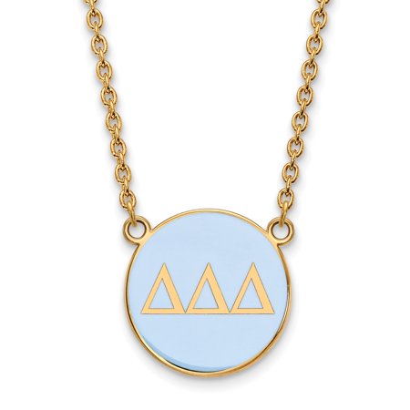 925 Sterling Silver Enamel Gold-Plated Official Delta Delta Delta Large Enl Pend Pendant Necklace Charm Chain - with Secure Lobster Lock Clasp 18  (Wi