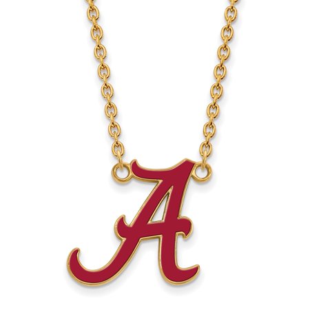 925 Sterling Silver Yellow Gold-Plated Official University of Alabama Large Enl Pend. Necklace - with Secure Lobster Lock Clasp 18  (Width = 19mm )