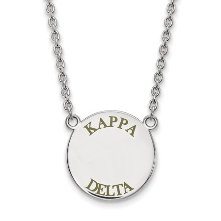 925 Sterling Silver Rh-plated LogoArt Kappa Delta Large Enl Pend with Necklace; for Adults and Teens; for Women and Men