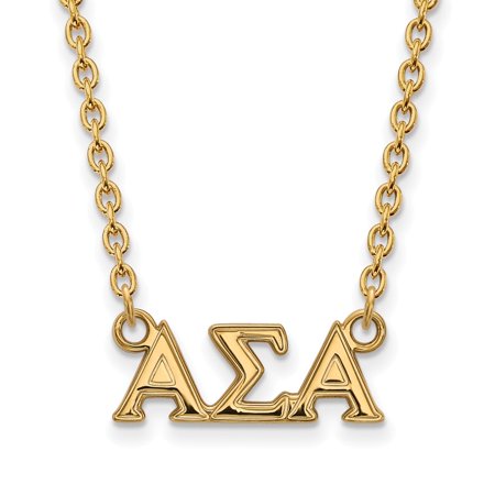 925 Sterling Silver Yellow Gold-Plated Official Alpha Sigma Alpha Medium Pend Pendant Necklace Charm Chain - with Secure Lobster Lock Clasp 18  (Width