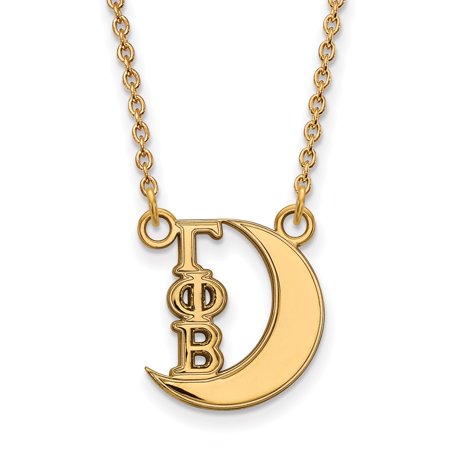 925 Sterling Silver Yellow Gold-Plated Official Gamma Phi Beta Extra Small Tiny Pend Pendant Necklace Charm Chain - with Secure Lobster Lock Clasp 18