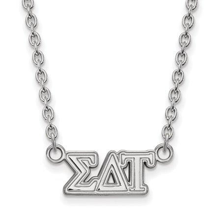 925 Sterling Silver Rh-plated LogoArt Sigma Delta Tau Medium Pend with Necklace; for Adults and Teens; for Women and Men