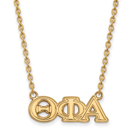 925 Sterling Silver Yellow Gold-Plated Official Theta Phi Alpha Medium Pend Pendant Necklace Charm Chain - with Secure Lobster Lock Clasp 18  (Width =