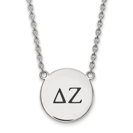 925 Sterling Silver Rh-plated LogoArt Delta Zeta Large Enl Pend with Necklace; for Adults and Teens; for Women and Men