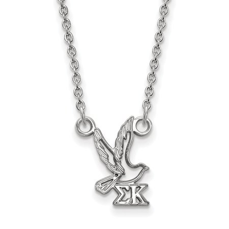 925 Sterling Silver Rh-plated LogoArt Sigma Kappa XS Pend with Necklace; 18 Inch; for Adults and Teens; for Women and Men