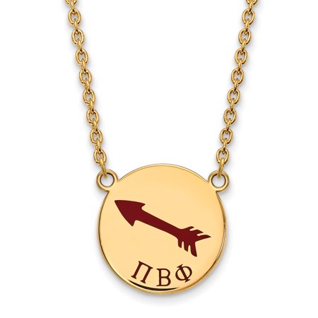 925 Sterling Silver Enamel Gold-Plated Official Pi Beta Phi Large Enl Pend Pendant Necklace Charm Chain - with Secure Lobster Lock Clasp 18  (Width = 
